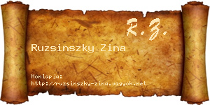 Ruzsinszky Zina névjegykártya